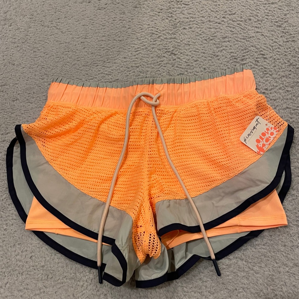 NWT Free People Movement Run For The Hills Shorts Womens Small Orange Lined Mesh